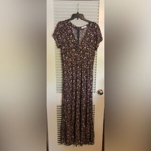 NATURAL LIFE Purple and Blue Flutter Sleeve Maxi Sundress